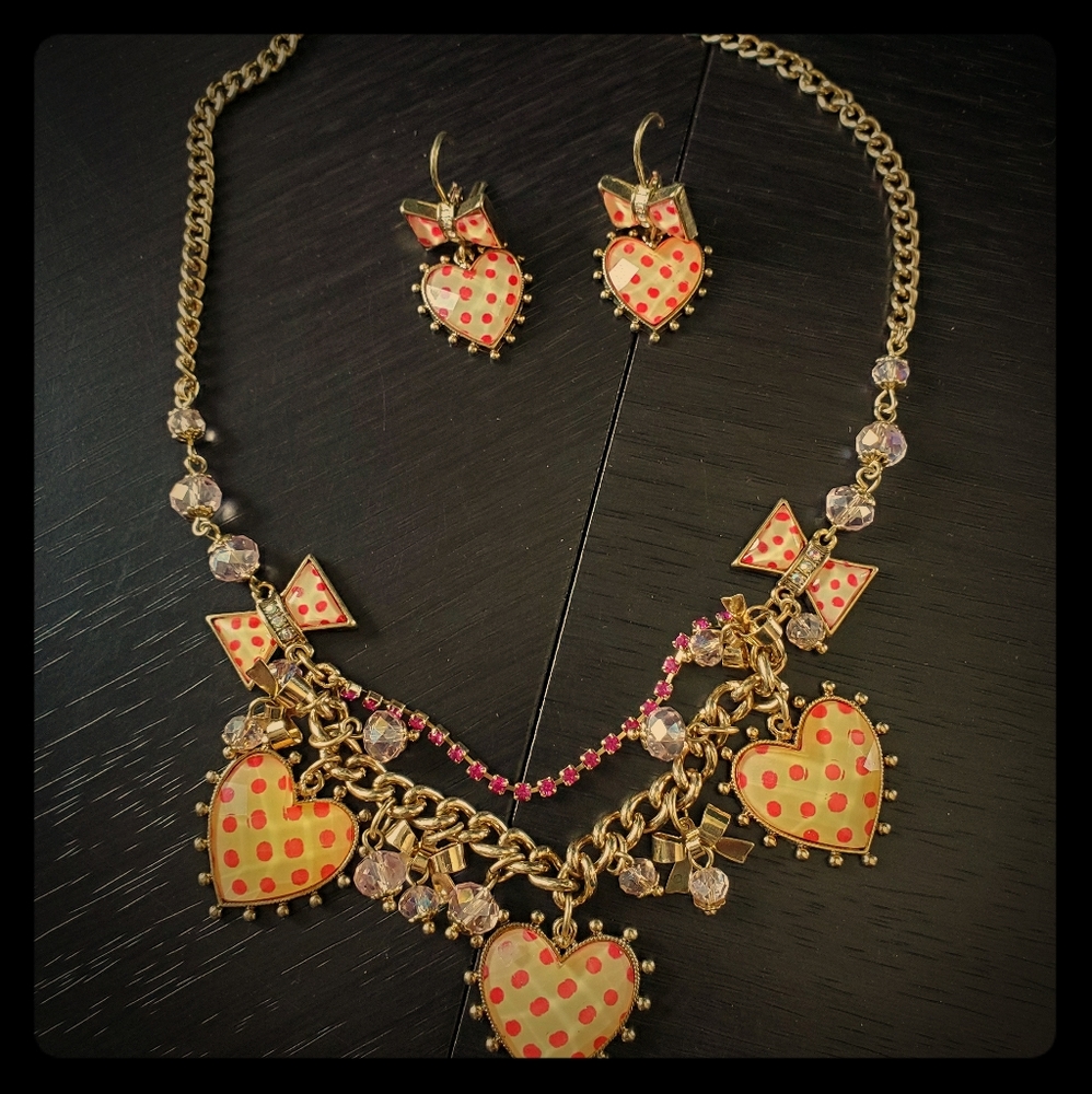 Betsey Johnson Polka Dot Heart Set